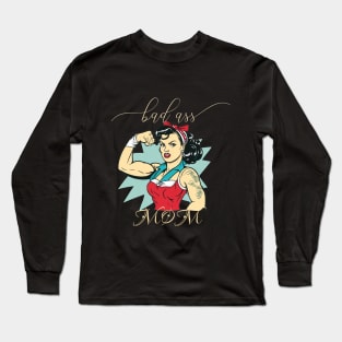 Bad Ass Mom-Retro Pop Art Long Sleeve T-Shirt